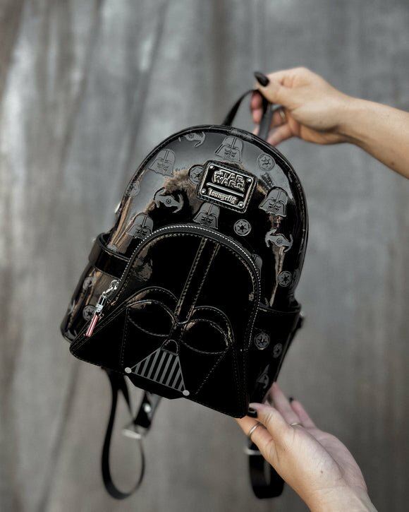 Loungefly Star Wars Darth Vader Shiny Patent Leather Mini Backpack with Waist Bag Exclusive