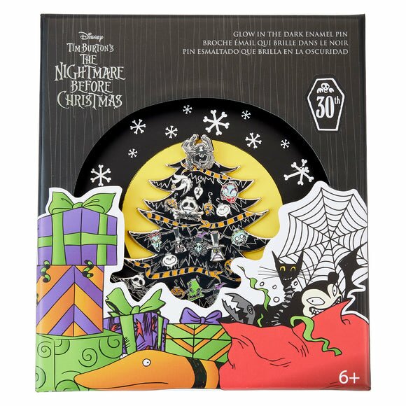 Loungefly Disney Nightmare Before Christmas Glow in the Dark Christmas Tree 3 Inch Collector Pin