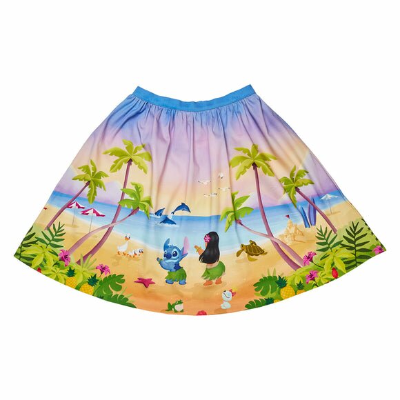 Loungefly Stitch Shoppe Disney Lilo and Stitch Beach Scene Sandy Skirt