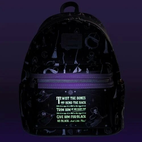 Loungefly Disney Hocus Pocus Glow-in-the-Dark Spell Mini Backpack Entertainment Earth Exclusive